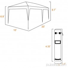 Quictent 10x20 ft Pop Up Canopy Party tent Camping tent Beach Gazebo Heavy duty Height Adjustable Waterproof No Sidewalls Beige
